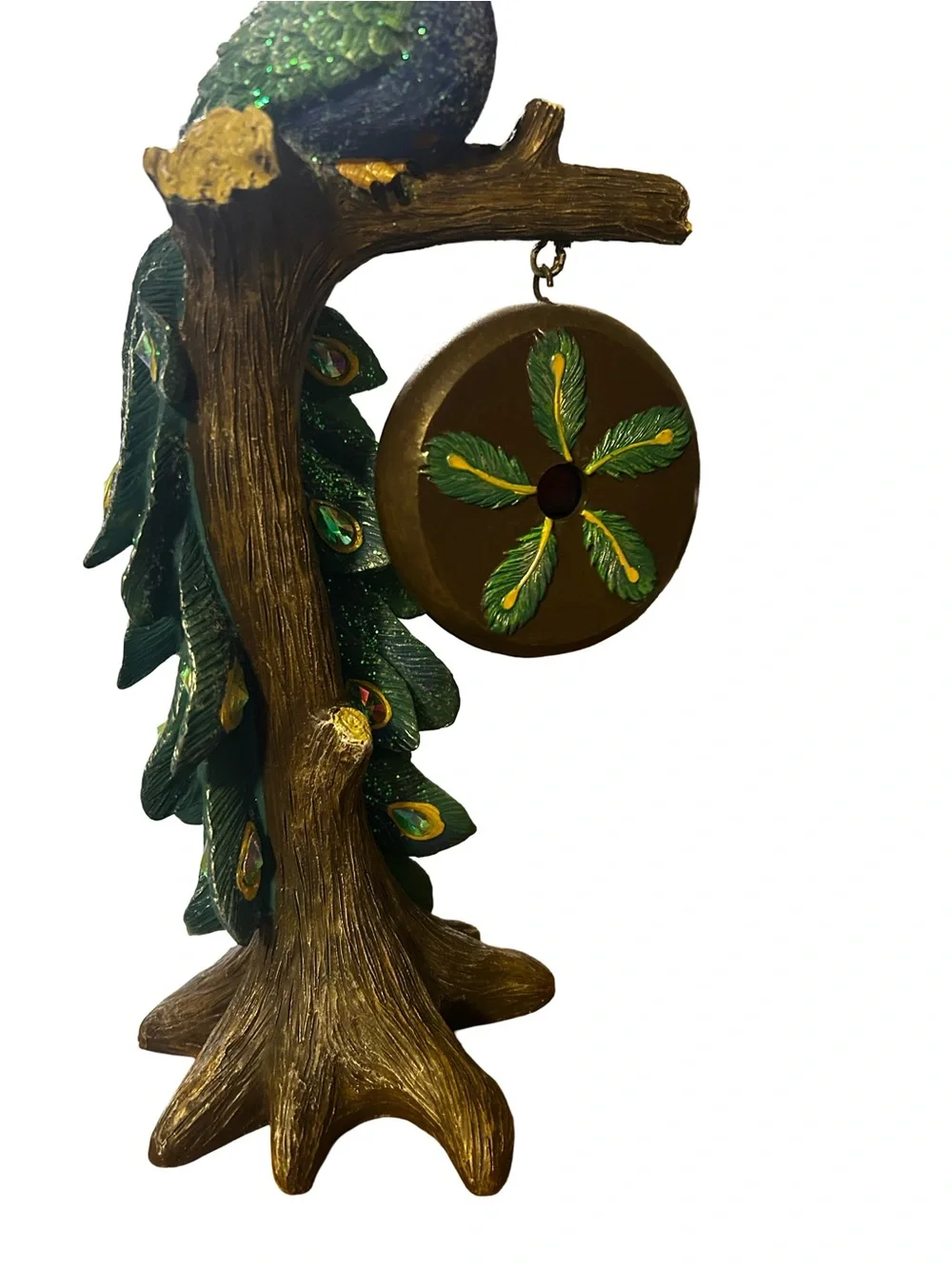 🦚Cracker Barrel Green and Yellow Peacock Decor Clock